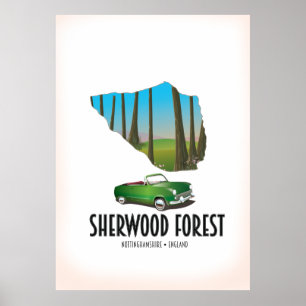 Sherwood Forest Nottinghamshire map Poster