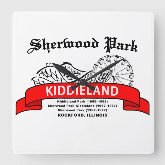 Sherwood Park Kiddieland, Rockford, IL Square Wall Clock (Front)