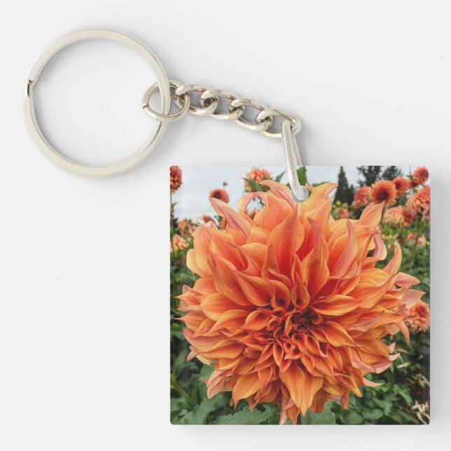 Sherwood's Peach Dahlia Key Ring (Front)