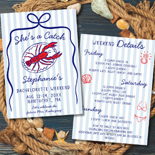 She's A Catch 3 Day Itinerary Bachelorette Party Invitation