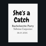 She's a catch bachelorette party name date simple  postcard<br><div class="desc">design</div>