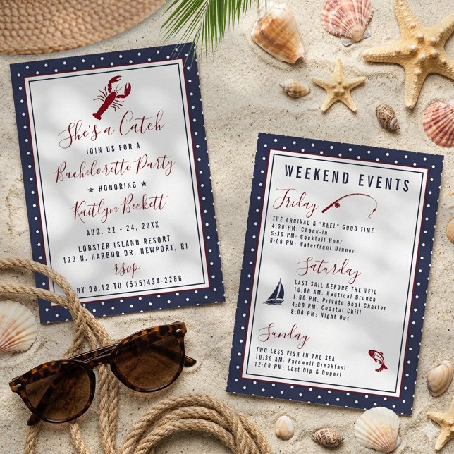 She's A Catch Bachelorette Party Weekend Itinerary Invitation (Creator Uploaded)