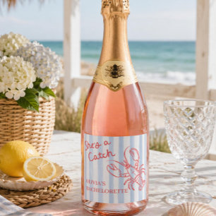 She's A Catch Bachelorette Sparkling Wine Label
