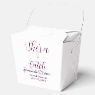 She's a catch champagne bottle bachelorette weeken favour box