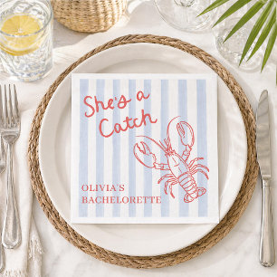 She's A Catch Coastal Bachelorette Napkin