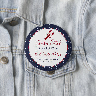 She's A Catch Coastal Bachelorette Party 10 Cm Round Badge