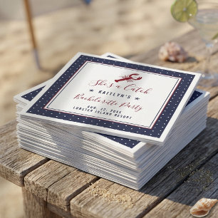 She's A Catch Coastal Bachelorette Party Napkin