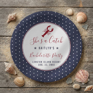 She's A Catch Coastal Bachelorette Party Paper Plate