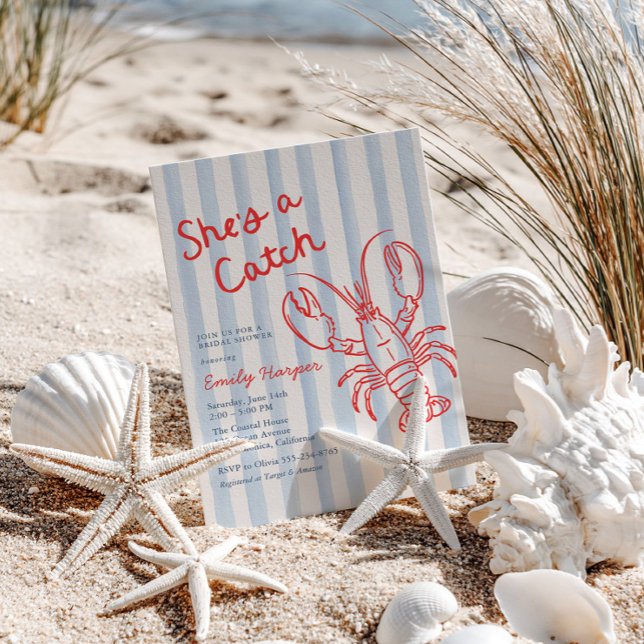 She's A Catch Coastal Bridal Shower Invitation (Creator Uploaded)