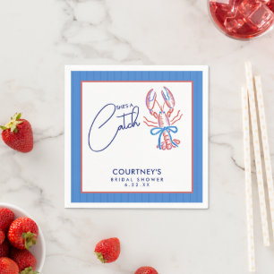 She's A Catch Coastal Lobster Bridal Shower Napkin