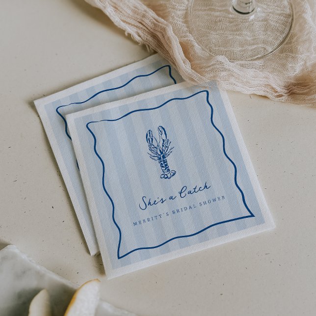 She's a Catch | Coastal Lobster Bridal Shower  Napkin (Creator Uploaded)
