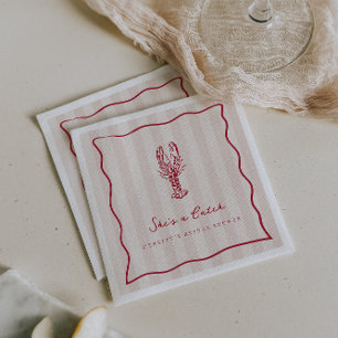 She's a Catch Coastal Lobster Bridal Shower Napkin