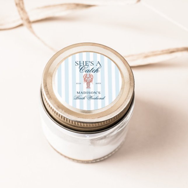 She's a Catch Lobster Bachelorette Classic Round Sticker (Creator Uploaded)