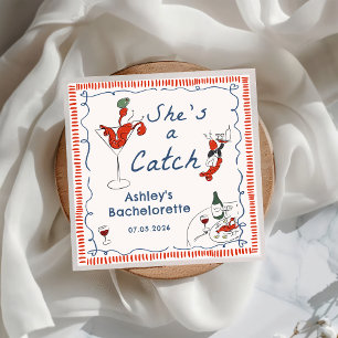 She's A Catch Lobster Bachelorette Napkin