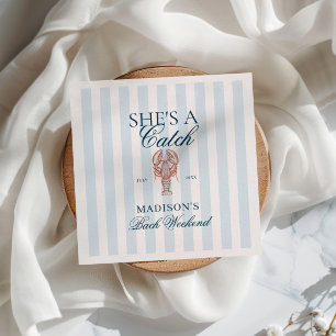 She's a catch Lobster Bachelorette Napkin