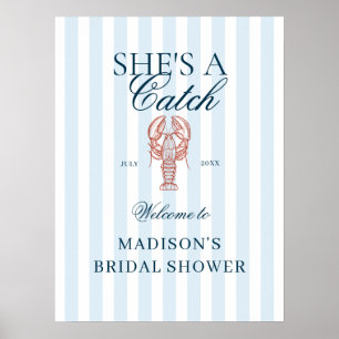 She's a catch Lobster Bridal Shower Welcome Poster