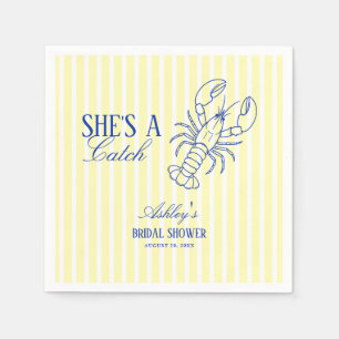 She's A Catch Lobster Coastal Bridal Shower Napkin
