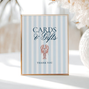 She's a catch Lobster Striped Cards Gifts Poster