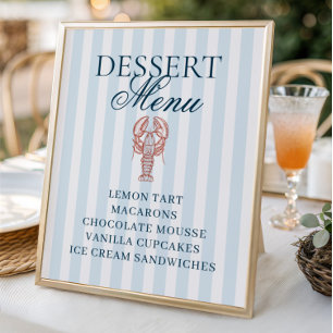 She's a catch Lobster Striped Dessert Menu Poster