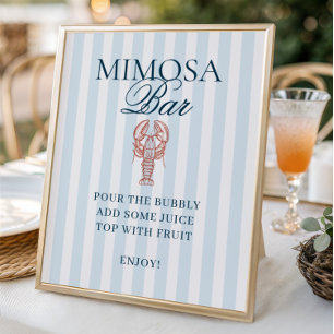 She's a catch Lobster Striped Mimosa Bar Poster
