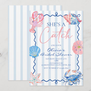 She's a Catch Preppy Coastal Bridal Shower Invitation