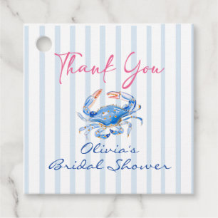 She's a Catch Preppy Coastal Crab Bridal Shower Favour Tags