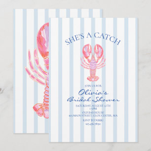 She's a Catch Preppy Lobster Bridal Shower Invitation