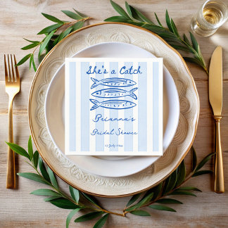 She's a catch sardines fish bridal shower custom napkin