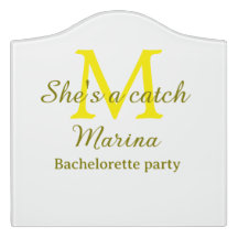 She's a catch yellow monogram bachelorette party n