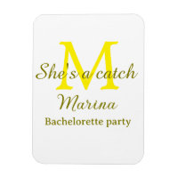 She's a catch yellow monogram bachelorette party n