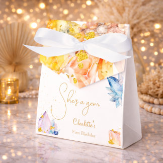 She's a Gem Birthday Crystals Girl's watercolor Favour Box
