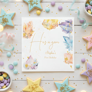 She's a Gem Birthday Crystals Girl's watercolor Napkin