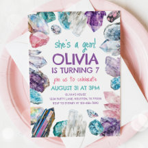 She's a Gem Geology Girl Birthday Invitation