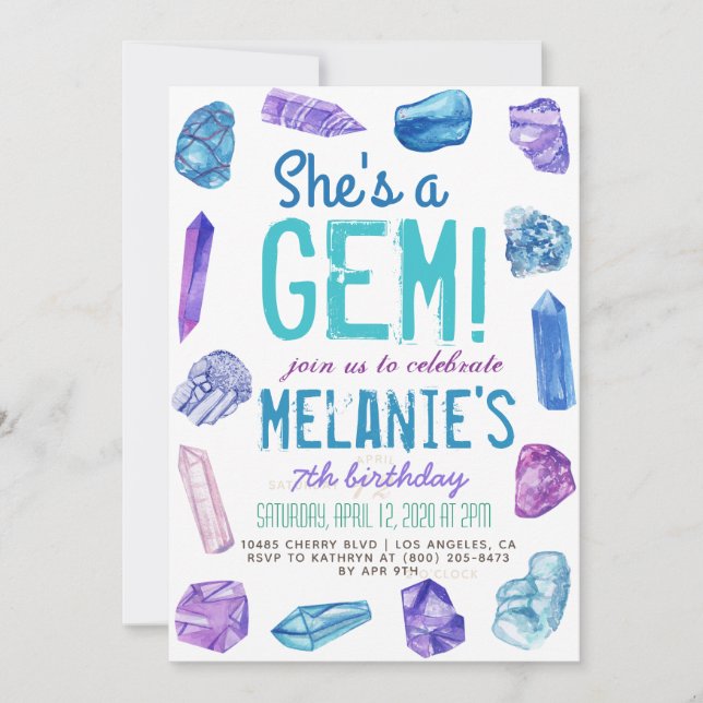 She's a Gem Geology Rock Birthday Invitation (Front)