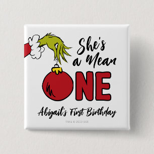 She's a Mean One   Grinch Birthday 15 Cm Square Badge