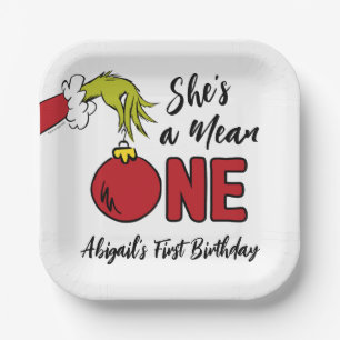 She's a Mean One   The Grinch Birthday Paper Plate