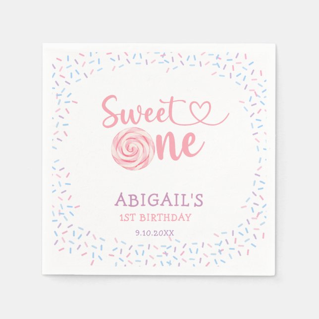 SHE'S A SWEET ONE CANDY 1ST BIRTHDAY  NAPKIN (Front)
