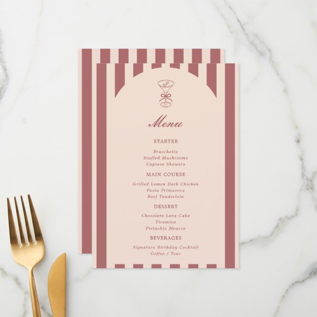 She's A Tini Bit Older Coffee Martini Birthday Menu (Front/Back In Situ)