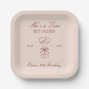 She's A Tini Bit Older Coffee Martini Birthday Paper Plate