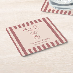 She's A Tini Bit Older Coffee Martini Birthday Square Paper Coaster