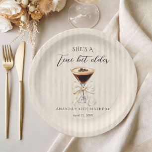 She's a Tini Bit Older Espresso Martini Birthday Paper Plate