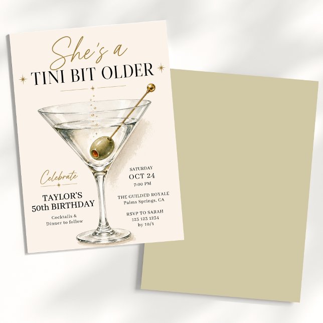 She's a Tini Bit Older Martini 50th Birthday Invitation (Creator Uploaded)