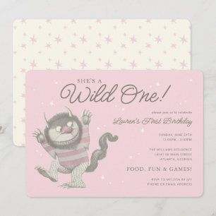 She's a Wild One    Pink First Birthday Invitation