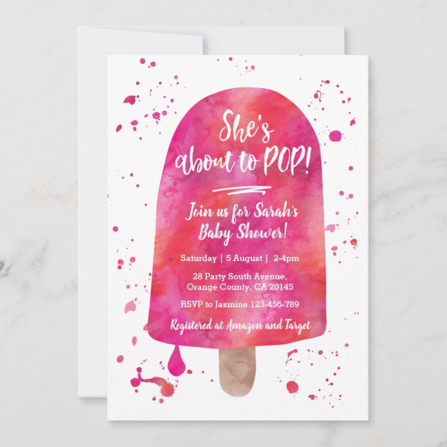 She's about to POP Baby Shower Popsicle Invitation (Front)