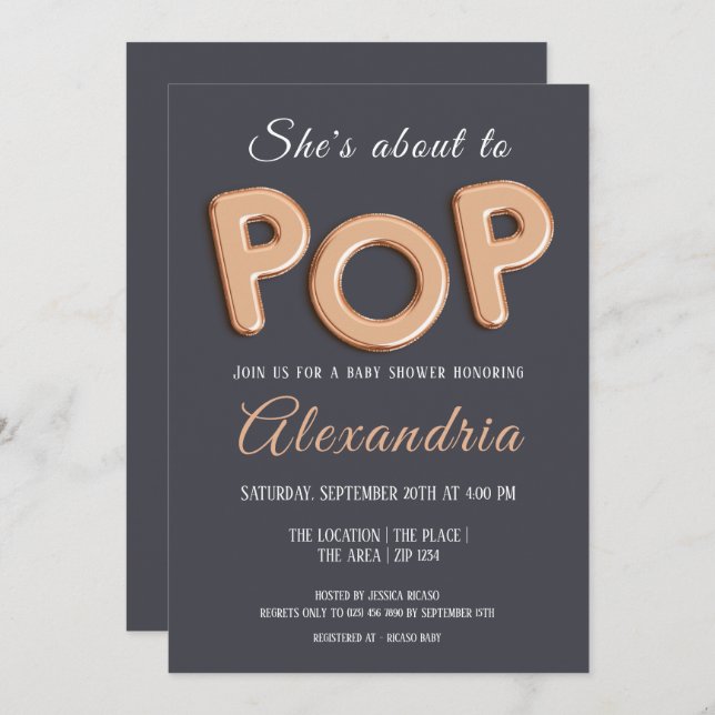 Shes About To Pop Baby Shower Unisex Invitation (Front/Back)