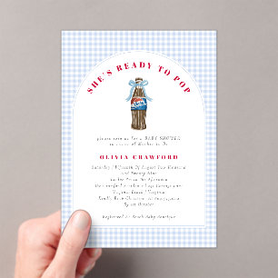 She's About to Pop Popcorn Pop Soda Baby Shower  Acrylic Invitations