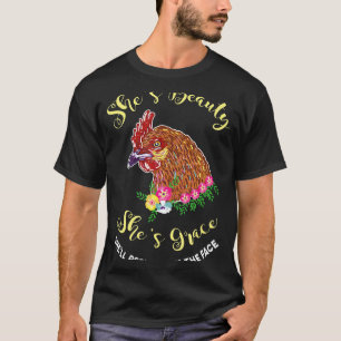 Shes Beauty She Grace Tee Chicken Farm Rooster Ang
