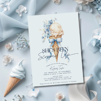 She's Been Scooped Up Blue Ice Cream Bridal Shower Invitation