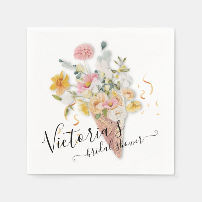 She's been scooped up Bouquet Bridal Shower Napkin (Front)