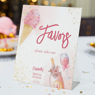 She's been scooped up bridal shower favours pedestal sign